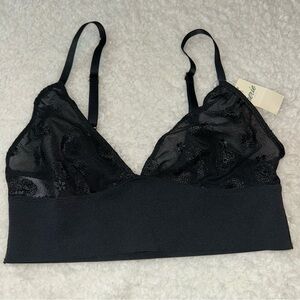 Aerie Sheer Bralette Lace Daisy Black XS NWT